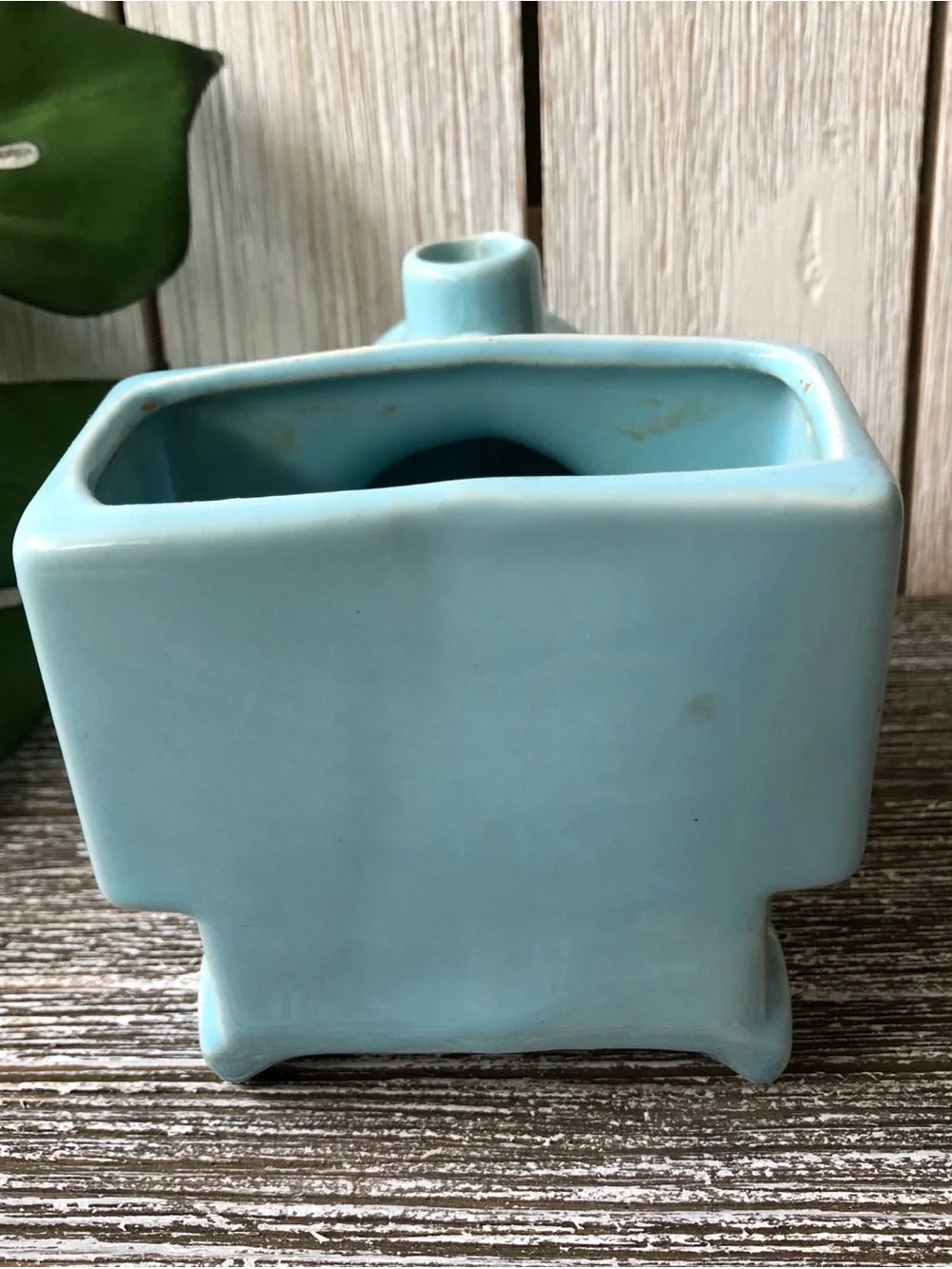 Vintage Light Blue Ceramic Train Engine Planter / Vase